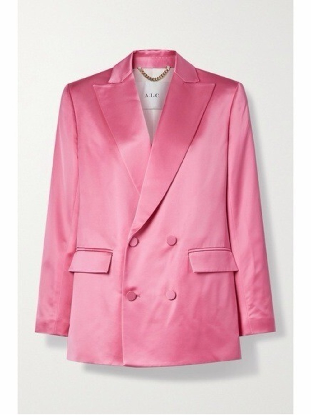 A.L.C. Satin Double-Breasted Blazer in Pink